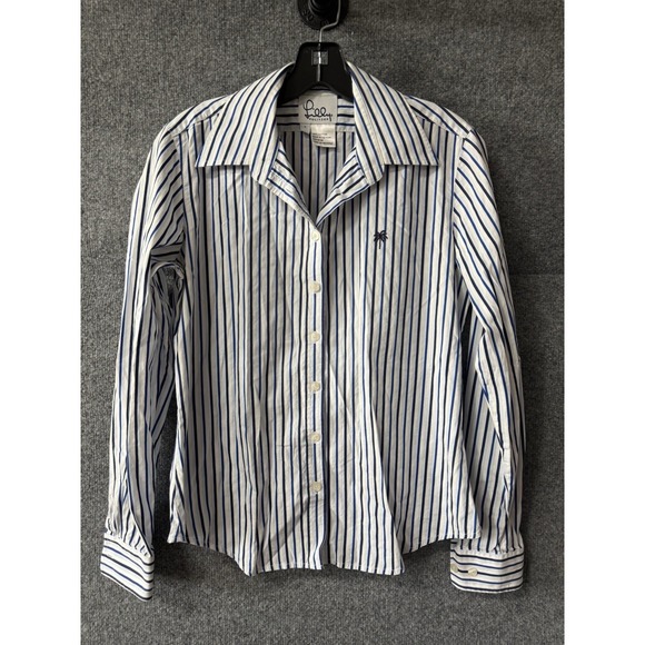 Lilly Pulitzer Tops - Lilly Pulitzer Size‎ 4 Women's Cotton Oxford Blouse Striped Business Preppy F52